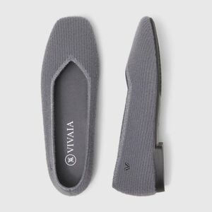 Vivaia Square-Toe V-Cut Flats Winter Special Fuzzy Brushed Grey Women's 8